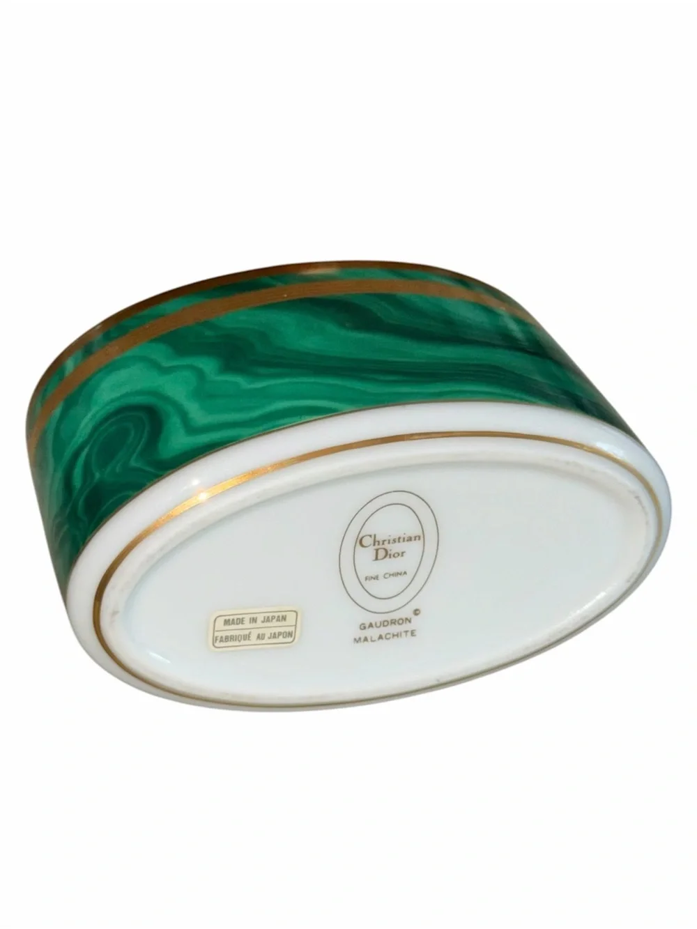 Vintage Christian Dior Gaudron Malachite Green Porcelain Toothbrush Holder Vase